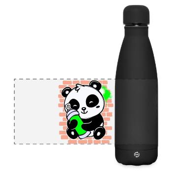 Panda pulvérisateur Graffiti bombe aérosol Street Art - Gourde isotherme panoramique mate 500 ml - noir - Devant