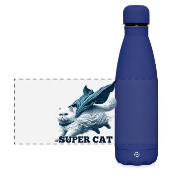 Super Cat Persian White Persian Cat Gift - Matte Panoramic Thermal Bottle 500 ml - dark blue  - Front
