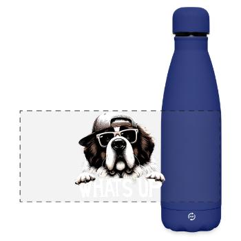 Bernhardiner Hund Was geht ab Geschenk - Matte Panorama Isolierflasche 500 ml - Dunkelblau  - Vorne
