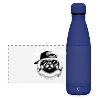 Pekingese Was geht ab Löwenhund Hund Geschenk - Matte Panorama Isolierflasche 500 ml - Dunkelblau  - Vorne