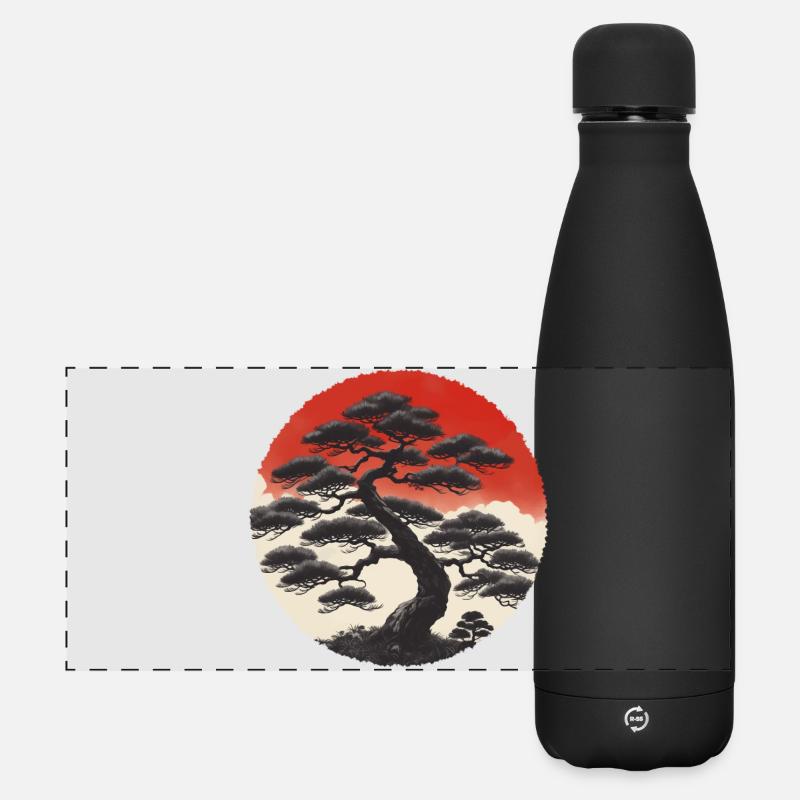 Asian Landscape - Matte Panoramic Thermal Bottle 500 ml - black