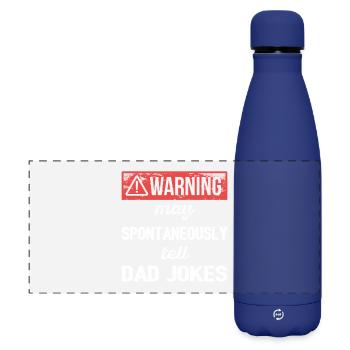 Warnung: Kann spontan Papa-Witze erzählen I - Matte Panorama Isolierflasche 500 ml - Dunkelblau  - Vorne