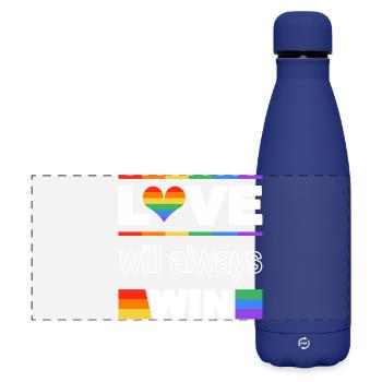 Liebe gewinnt Pride Herz - Matte Panorama Isolierflasche 500 ml - Dunkelblau  - Vorne