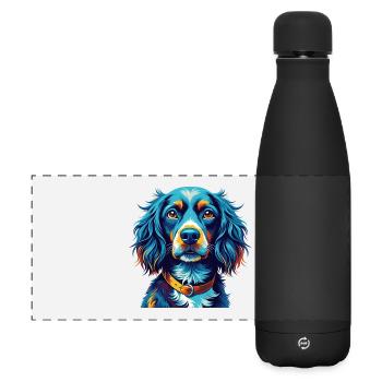 Blue Picardy Spaniel Dog Breed Cartoon Kawaii - Matte Panoramic Thermal Bottle 500 ml - black - Front