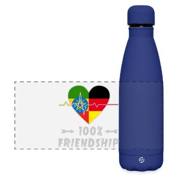 Äthiopien und Deutschland 100% Freundschaft - Matte Panorama Isolierflasche 500 ml - Dunkelblau  - Vorne