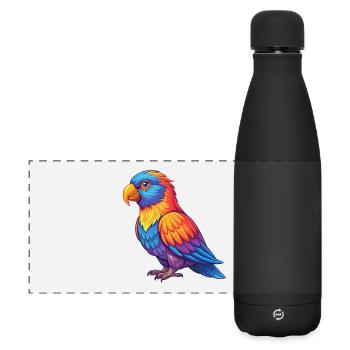 Dusky Lory Bunte Kawaii Cartoon Figur Vogel - Matte Panorama Isolierflasche 500 ml - Schwarz - Vorne