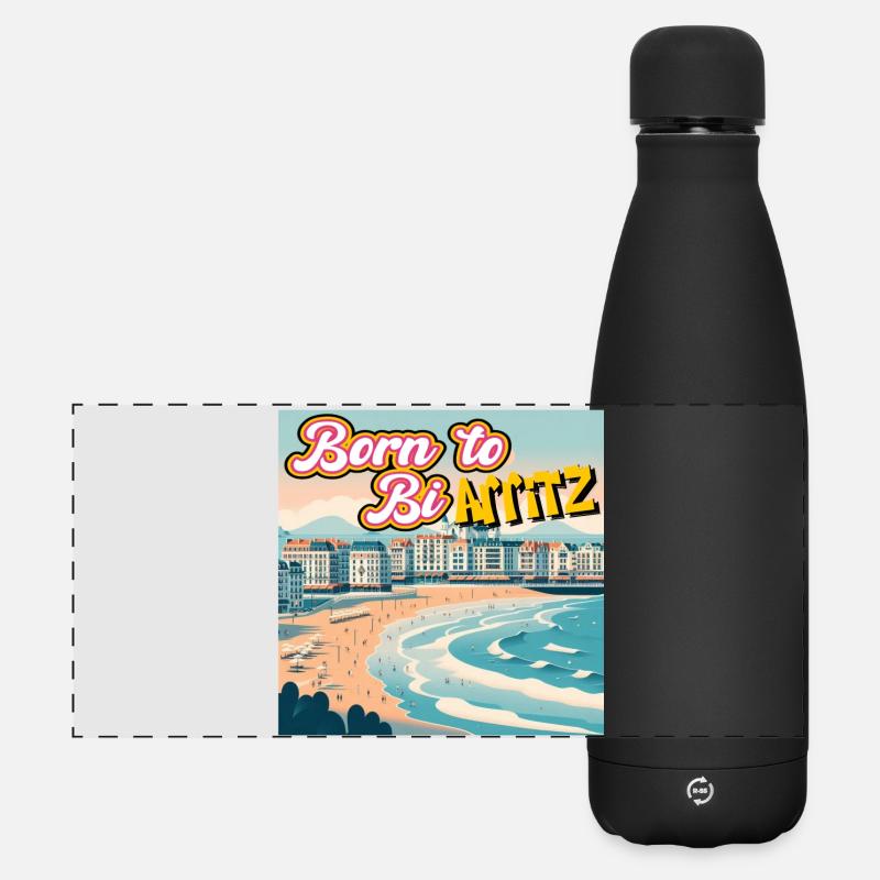 Geboren in Biarritz - Matte Panorama Isolierflasche 500 ml - Schwarz