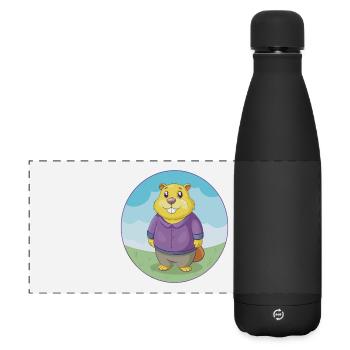 Gopher Niedliche Kawaii Cartoon Clipart Tier Haustier - Matte Panorama Isolierflasche 500 ml - Schwarz - Vorne