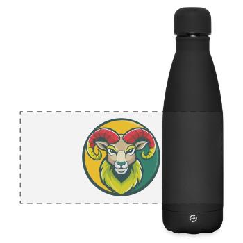 Ram Niedliche Kawaii Cartoon Clipart Haustier Tier - Matte Panorama Isolierflasche 500 ml - Schwarz - Vorne