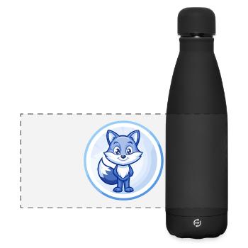 Fuchs Blau Niedliche Kawaii Cartoon Figur Clipart Haustier - Matte Panorama Isolierflasche 500 ml - Schwarz - Vorne