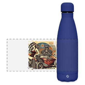 Tuning Hot Rod Design - Matte Panorama Isolierflasche 500 ml - Dunkelblau  - Vorne