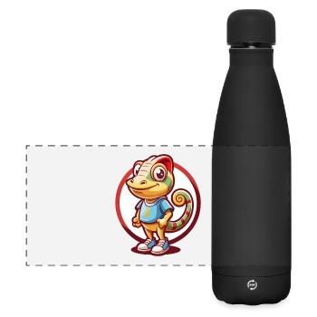Chamäleon Lustige Kawaii Cartoon Clipart Tier Haustier - Matte Panorama Isolierflasche 500 ml - Schwarz - Vorne