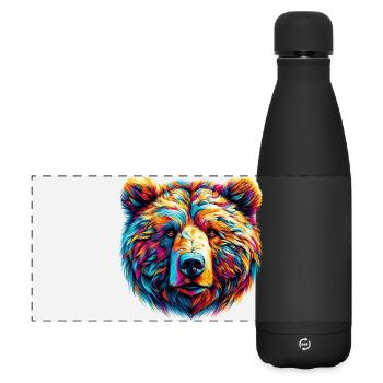 Bär - Matte Panorama Isolierflasche 500 ml - Schwarz - Vorne