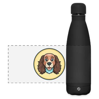 Blue Picardy Spaniel Dog Breed Cartoon Kawaii Pet - Matte Panoramic Thermal Bottle 500 ml - black - Front