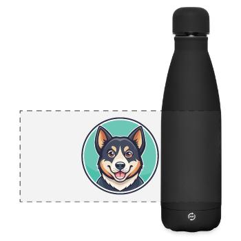 Rache Hund Rasse Cartoon Kawaii Clipart Tier Haustier - Matte Panorama Isolierflasche 500 ml - Schwarz - Vorne