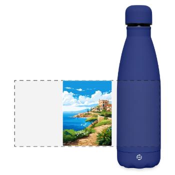 Héraklion Grèce Affiche de voyage Peinture Souvenir WPA - Gourde isotherme panoramique mate 500 ml - bleu foncé  - Devant