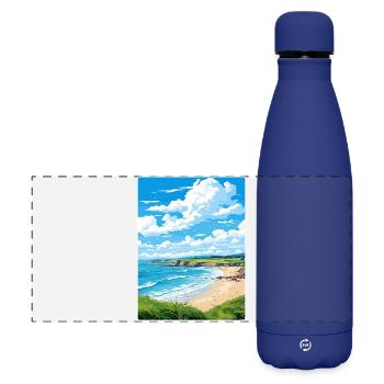Maenporth Cornwall England Reiseposter Souvenir - Matte Panorama Isolierflasche 500 ml - Dunkelblau  - Vorne