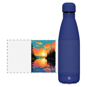 Lake Hubert Travel Poster Souvenir Postcard Paint - Matte Panoramic Thermal Bottle 500 ml - dark blue  - Front