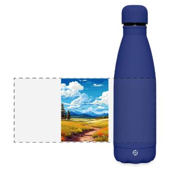 Affiche de voyage du parc national du Grand Bassin - Gourde isotherme panoramique mate 500 ml - bleu foncé  - Devant