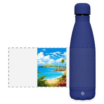 Antigua und Barbuda Karibik Reiseposterkarte - Matte Panorama Isolierflasche 500 ml - Dunkelblau  - Vorne