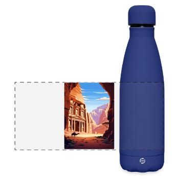 Petra Jordan Affiche de voyage Souvenir Carte Postale Peinture - Gourde isotherme panoramique mate 500 ml - bleu foncé  - Devant