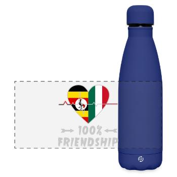 Uganda und Italien 100% Freundschaft - Matte Panorama Isolierflasche 500 ml - Dunkelblau  - Vorne
