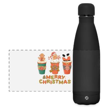 Festive Christmas Motifs on Beverage Mug - Matte Panoramic Thermal Bottle 500 ml - black - Front