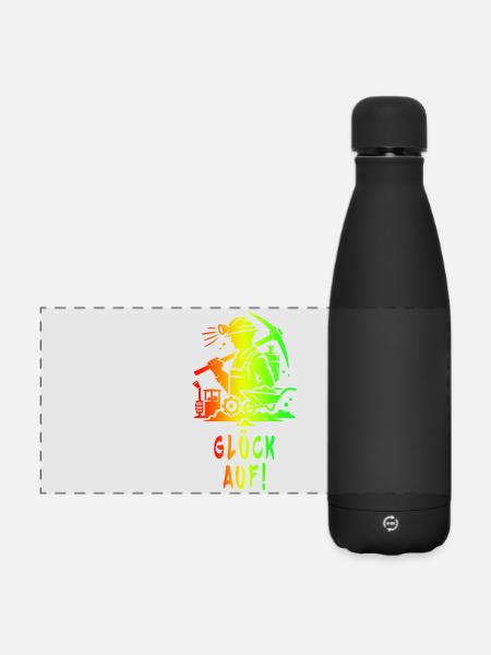 Glück Auf! Bergbau Design - Matte Panorama Isolierflasche 500 ml - Schwarz