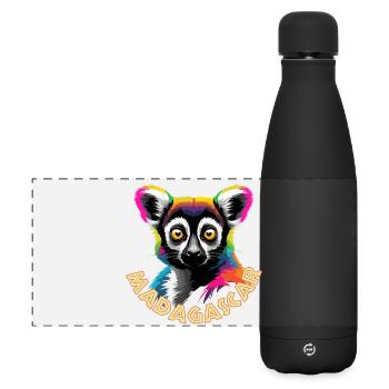 Lemur von Madagaskar - Matte Panorama Isolierflasche 500 ml - Schwarz - Vorne