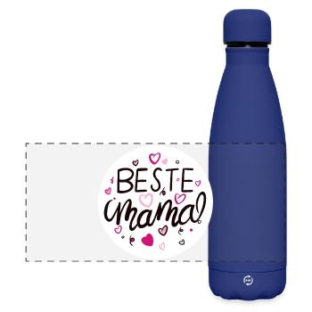 Liebevolles Mama-Design mit Herzmotiven - Matte Panorama Isolierflasche 500 ml - Dunkelblau  - Vorne