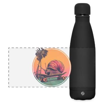 Cool skateboard snail – chilled retro design - Matte Panoramic Thermal Bottle 500 ml - black - Front