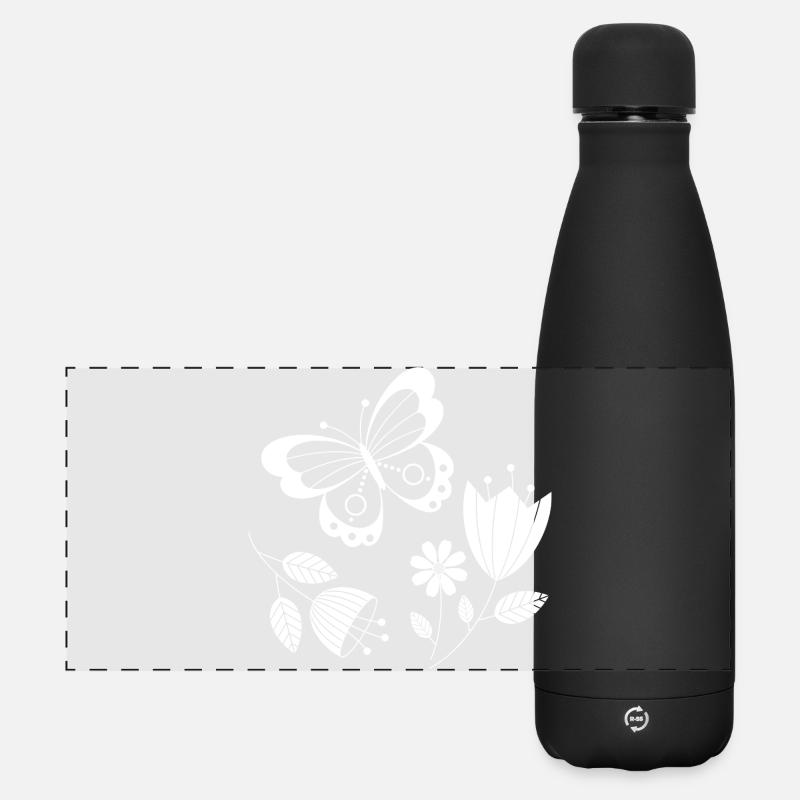 Butterfly with flowers - Matte Panoramic Thermal Bottle 500 ml - black