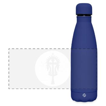 Croix de Lalibela blanc, Héritage sacré d'Éthiopie - Gourde isotherme panoramique mate 500 ml - bleu foncé  - Devant