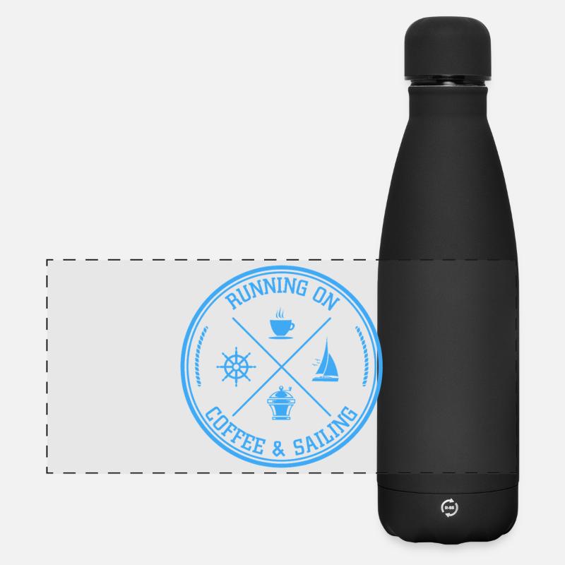 Coffee and Sailing Nautical Quote - Matte Panoramic Thermal Bottle 500 ml - black