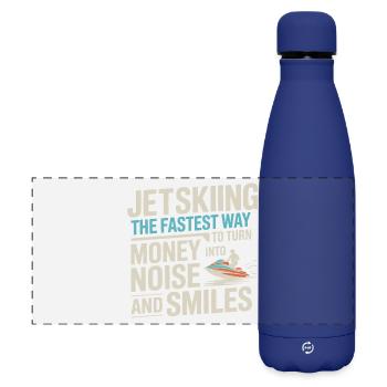 Jetski-Geld in Lärm und Lächeln Zitat - Matte Panorama Isolierflasche 500 ml - Dunkelblau  - Vorne