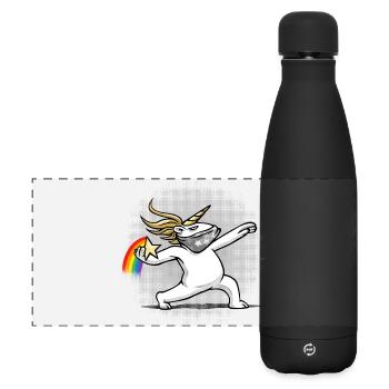 La licorne lance un arc-en-ciel - Gourde isotherme panoramique mate 500 ml - noir - Devant