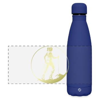 Silhouette de marche nordique - Gourde isotherme panoramique mate 500 ml - bleu foncé  - Devant