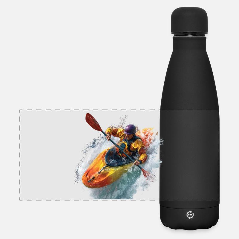 Whitewater Kayak Adventure - Matte Panoramic Thermal Bottle 500 ml - black