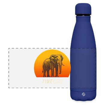Timeless Elephant – Kraft und Ruhe im Sonnenunterg - Matte Panorama Isolierflasche 500 ml - Dunkelblau  - Vorne