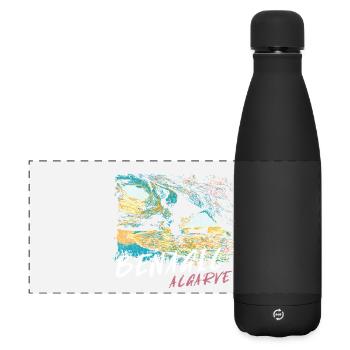 Benagil Cave Algarve colorful illustration - Matte Panoramic Thermal Bottle 500 ml - black - Front
