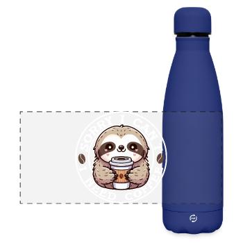 Faultier Süßer Runder Kaffee - Matte Panorama Isolierflasche 500 ml - Dunkelblau  - Vorne