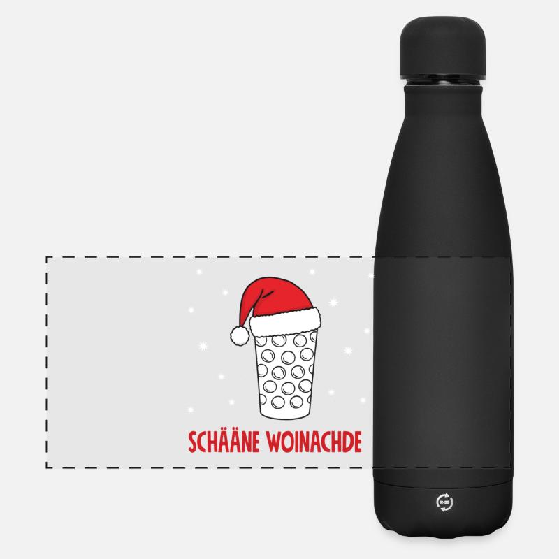 Schääne Woinachde - Verre à dubbe avec chapeau de Noël - Gourde isotherme panoramique mate 500 ml - noir