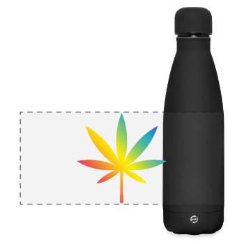 Cannabis / Marihuana / Hanf (Rainbow / Verlauf) - Matte Panorama Isolierflasche 500 ml - Schwarz - Vorne