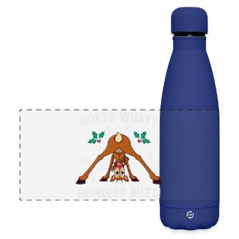 Devine quoi blague de Noël sur les fesses de renne - Gourde isotherme panoramique mate 500 ml - bleu foncé  - Devant