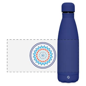 Blue Gradient Dot Mandala - Matte Panorama Isolierflasche 500 ml - Dunkelblau  - Vorne