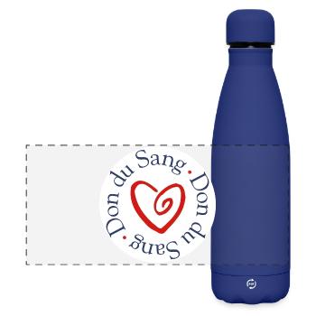 Blood Donation Heart Solidarity - Matte Panoramic Thermal Bottle 500 ml - dark blue  - Front