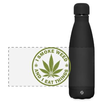 Je fume de l’herbe et je mange des choses - Gourde isotherme panoramique mate 500 ml - noir - Devant