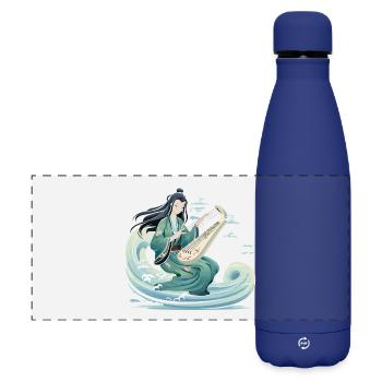 Guqin Master on Sea Wave - Matte Panoramic Thermal Bottle 500 ml - dark blue  - Front