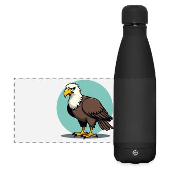 Aigle fier, majestueux oiseau de proie - Gourde isotherme panoramique mate 500 ml - noir - Devant