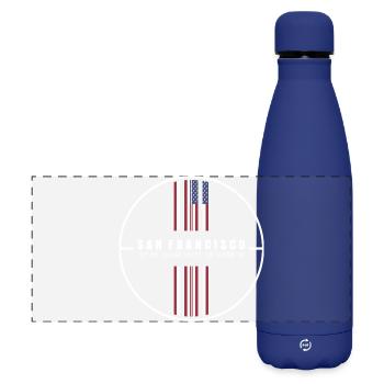 San Francisco Coordinates - Matte Panoramic Thermal Bottle 500 ml - dark blue  - Front